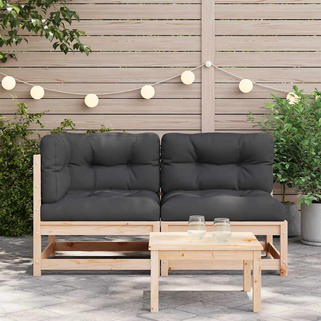 vidaXL Garden Sofa with Cushions 2-Seater Solid Wood Pine