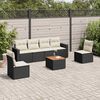 vidaXL 7 Piece Garden Sofa Set with Cushions Black Poly Rattan