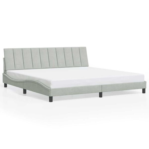 vidaXL Bed Frame with LED without Mattress "Hanko" Light Grey 193x203 cm Velvet
