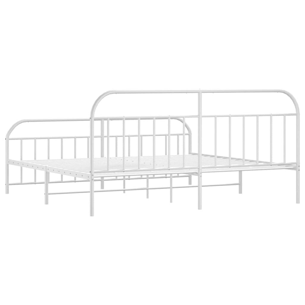 vidaXL Metal Bed Frame without Mattress with Footboard White 193x203cm