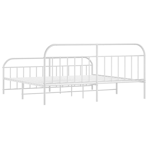 vidaXL Metal Bed Frame without Mattress with Footboard White 193x203cm