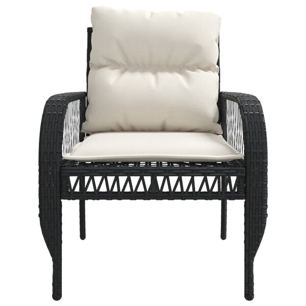 vidaXL 4 Piece Garden Sofa Set with Cushions Black Poly Rattan