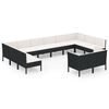vidaXL 12 Piece Garden Lounge Set with Cushions Poly Rattan Black