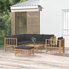vidaXL 8 Piece Garden Lounge Set with Dark Grey Cushions Bamboo