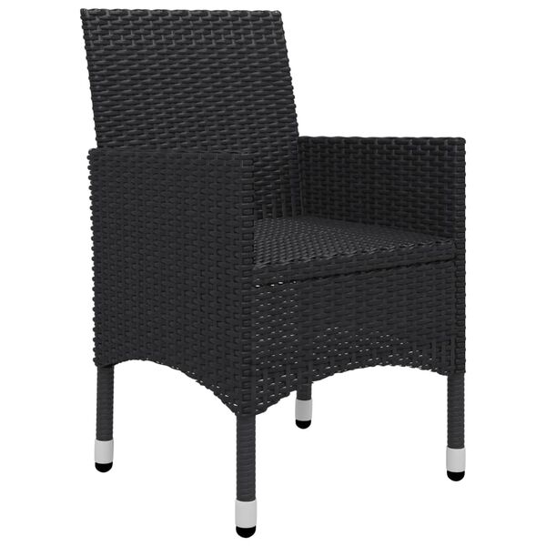 vidaXL 3 Piece Garden Bistro Set Poly Rattan and Tempered Glass Black