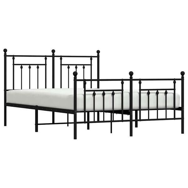vidaXL Metal Bed Frame without Mattress with Footboard Black 150x200cm