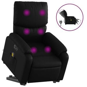 vidaXL Electric Stand up Massage Recliner Chair Black Faux Leather