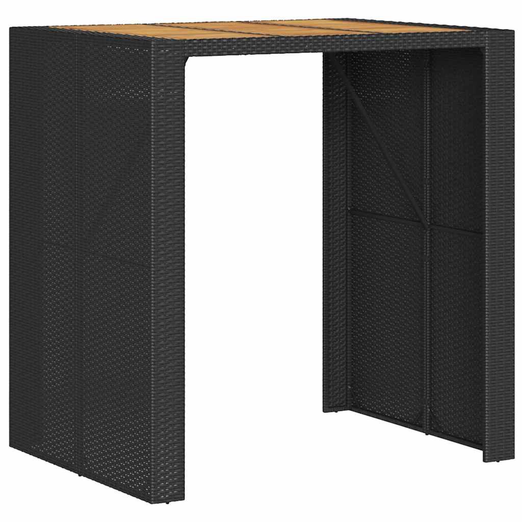 vidaXL 3 Piece Garden Bar Set without Cushions Black Poly Rattan Acacia