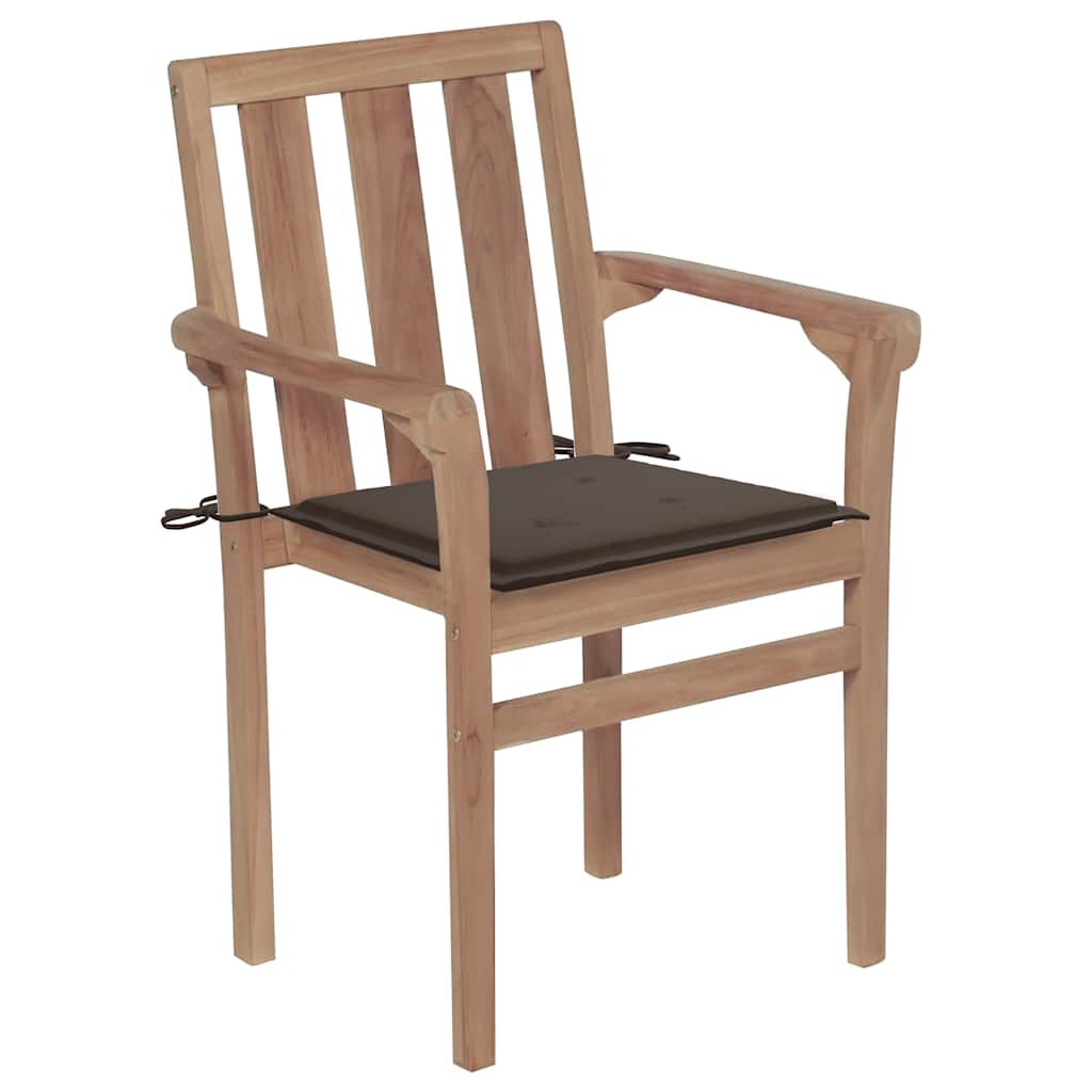 vidaXL Garden Chairs 2 pcs with Taupe Cushions Solid Teak Wood