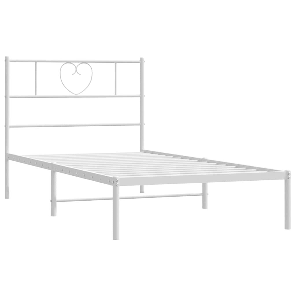 vidaXL Metal Bed Frame without Mattress with Headboard White 100x200cm