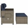 vidaXL Reclining Garden Bench with Cushions Grey Poly Rattan