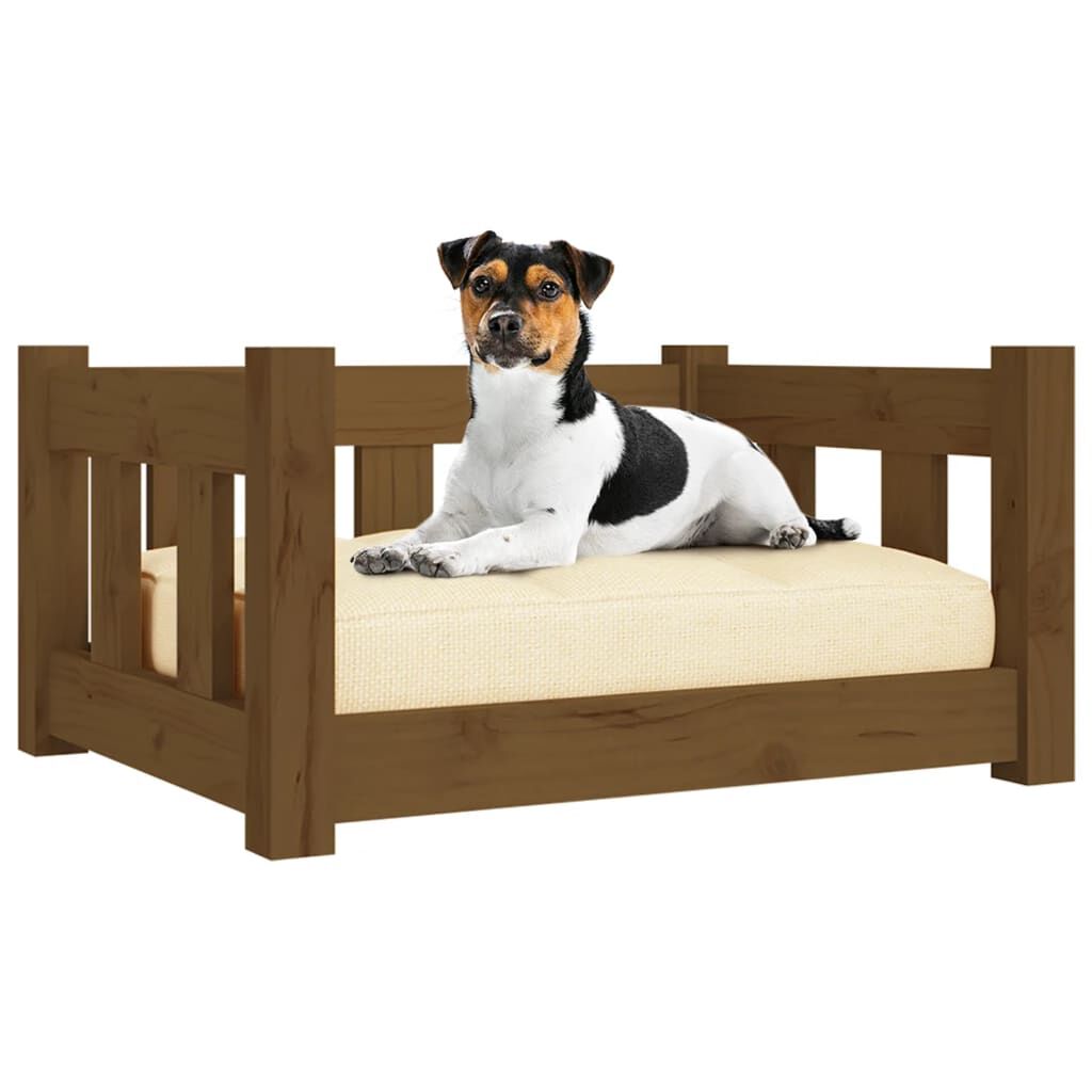 vidaXL Dog Bed Honey Brown 55.5x45.5x28 cm Solid Wood Pine