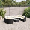 vidaXL 10 Piece Garden Sofa Set with Cushions Black Poly Rattan