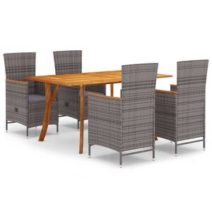 vidaXL 5 Piece Garden Dining Set Grey
