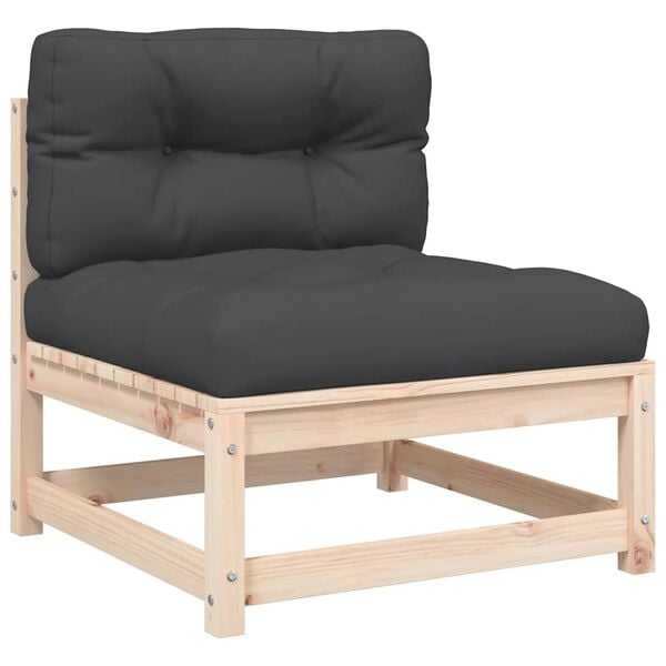 vidaXL Garden Sofa Armless with Cushions and Footstool
