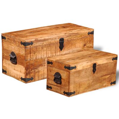 vidaXL Storage Chest Set 2 Pieces Rough Mango Wood