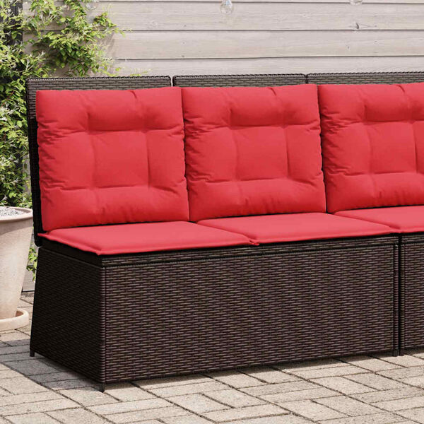 vidaXL Garden Bench with Cushion Brown Poly rattan