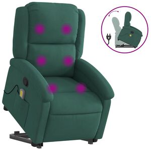 vidaXL Stand up Massage Recliner Chair Dark Green Velvet