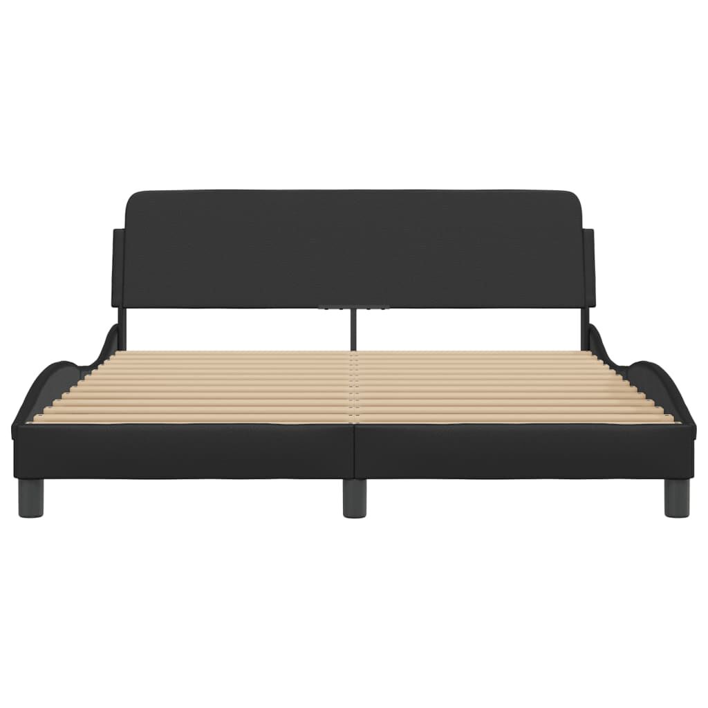 vidaXL Bed Frame without Mattress Black 152x203 cm Queen Faux Leather