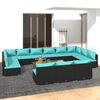 vidaXL 13 Piece Garden Lounge Set with Cushions Black Poly Rattan