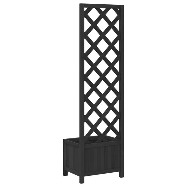 vidaXL Planter with Trellis Black Solid Wood Fir