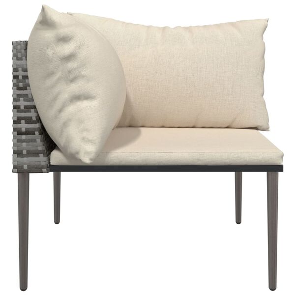vidaXL Garden Corner Sofa with Cushions Grey Poly Rattan