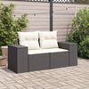 vidaXL Garden Sofa with Cushions 2-Seater Black Poly Rattan