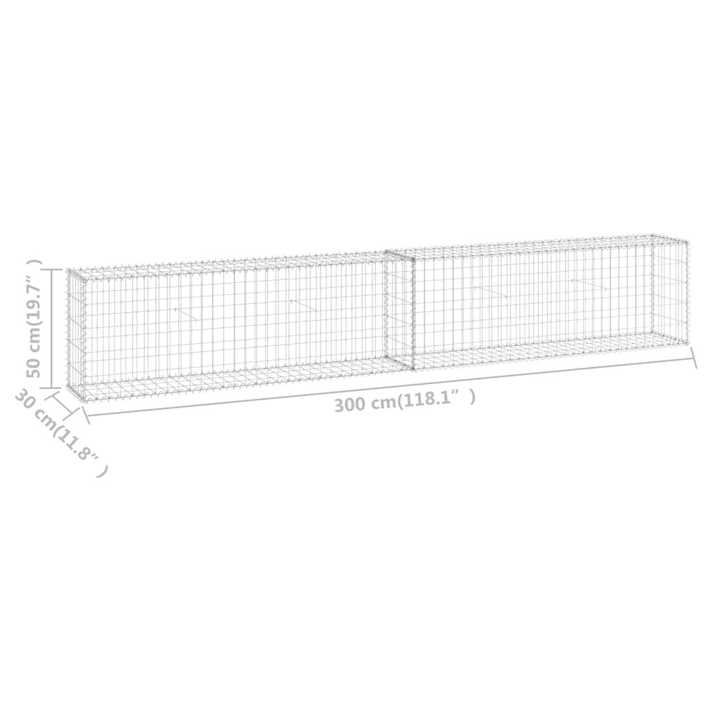 vidaXL Gabion Wall with Covers Galvanised Steel 300x30x50 cm