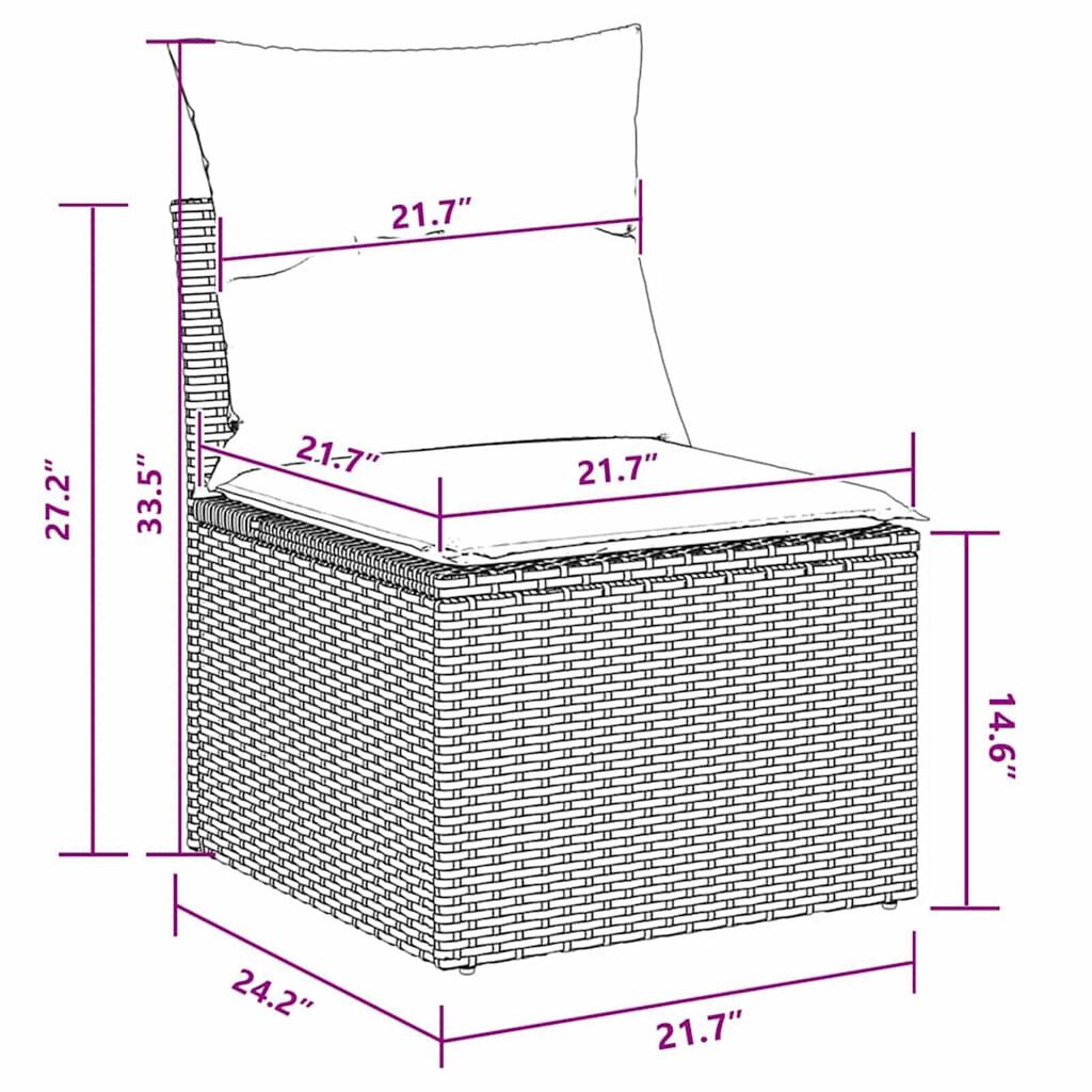 vidaXL Garden Sofa Set 7 pcs Grey Poly rattan
