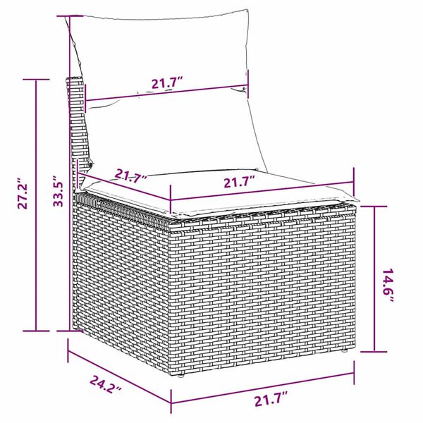vidaXL Garden Sofa Set 7 pcs Grey Poly rattan