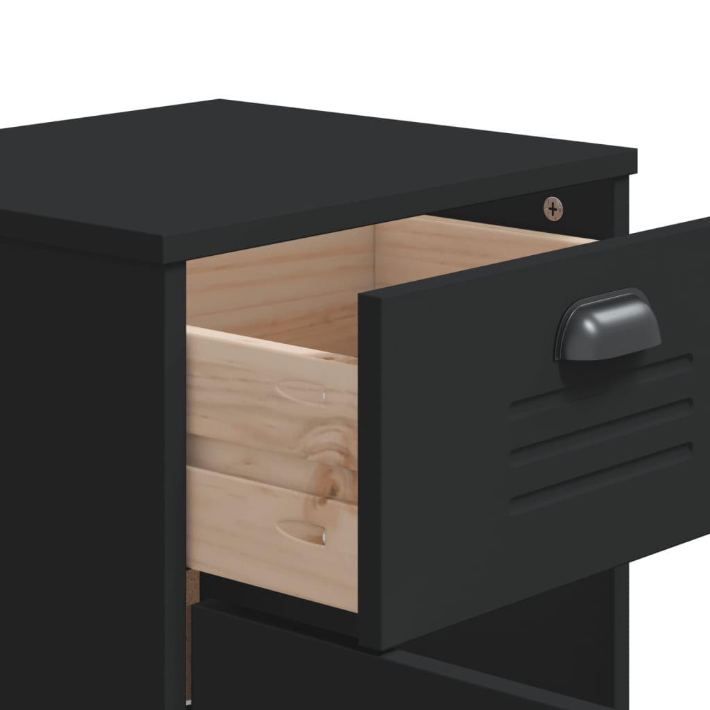 vidaXL Bedside Cabinet VIKEN Black Engineered Wood