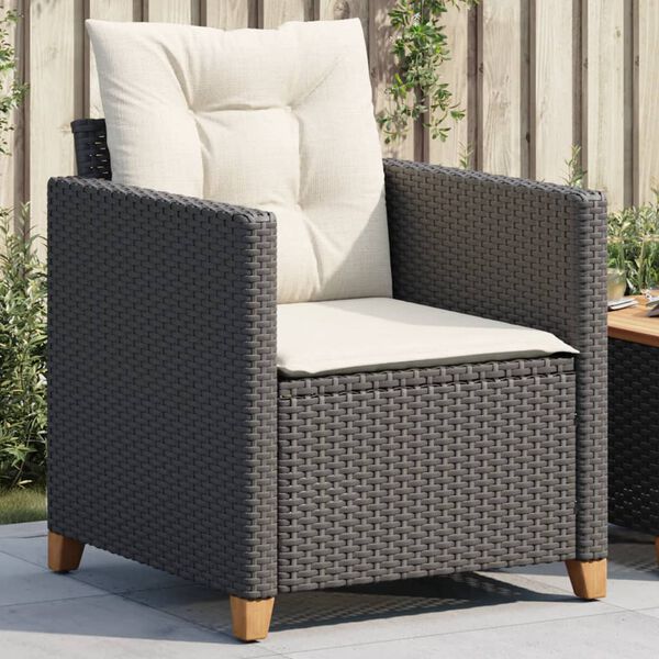 vidaXL Garden Chair with Cushions Black Poly Rattan