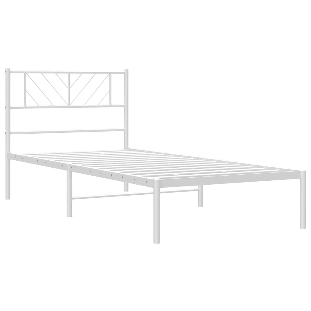vidaXL Metal Bed Frame without Mattress with Headboard White 100x190cm