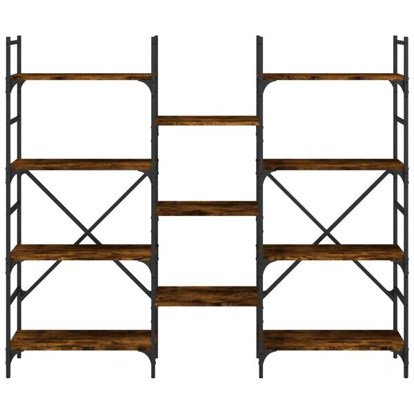 vidaXL Bookshelf Smoked Oak 160x28.5x136.5 cm Engineered Wood