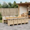 vidaXL 11 Piece Garden Dining Set with Cushions Beige Poly Rattan