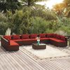 vidaXL 11 Piece Garden Lounge Set with Cushions Poly Rattan Brown