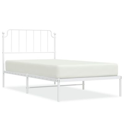 vidaXL Metal Bed Frame with Headboard White 100x200 cm