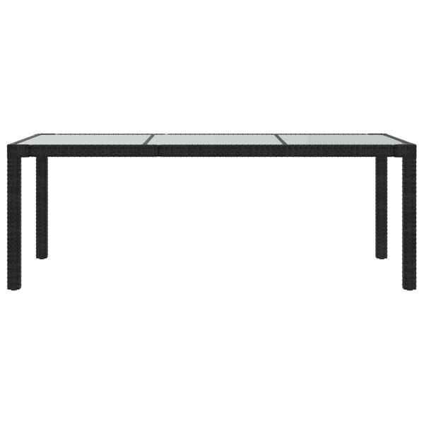 vidaXL Garden Table Black 190x90x75 cm Tempered Glass and Poly Rattan