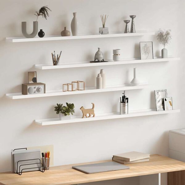 vidaXL Wall Shelves 4 pcs White 115x9x3 cm