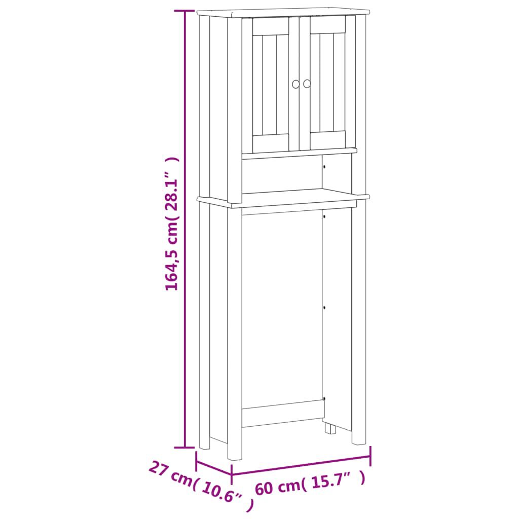 vidaXL Over-the-Toilet Storage BERG Black 60x27x164.5 cm Solid Wood