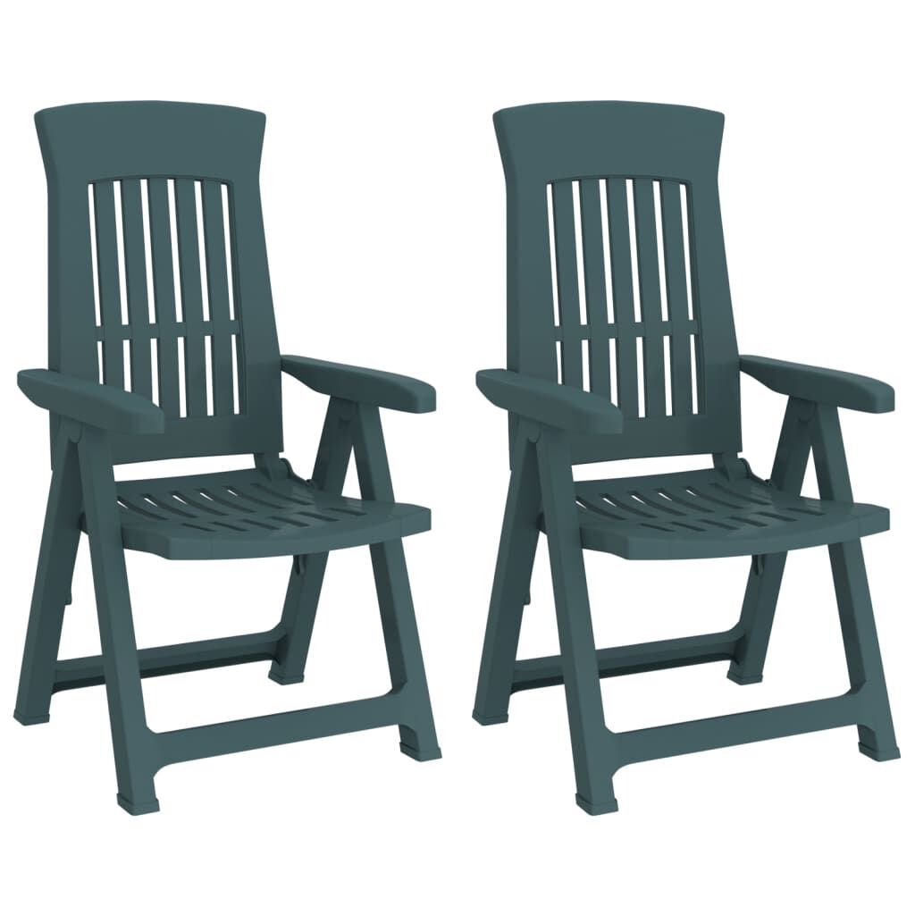 vidaXL Garden Reclining Chairs 2 pcs Green PP