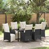 vidaXL Garden Dining Set with Cushion 7 pcs Black Poly Rattan