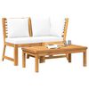vidaXL 3 Piece Garden Lounge Set with Cream Cushion Solid Acacia Wood
