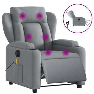 vidaXL Electric Massage Recliner Chair Light Grey Fabric