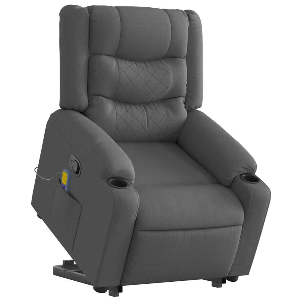 vidaXL Stand up Massage Recliner Chair Dark Grey Fabric