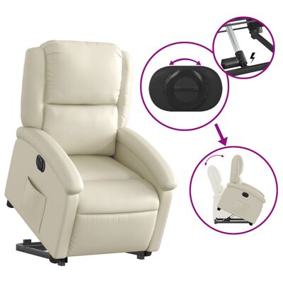 vidaXL Electric Stand up Recliner Chair Cream Faux Leather