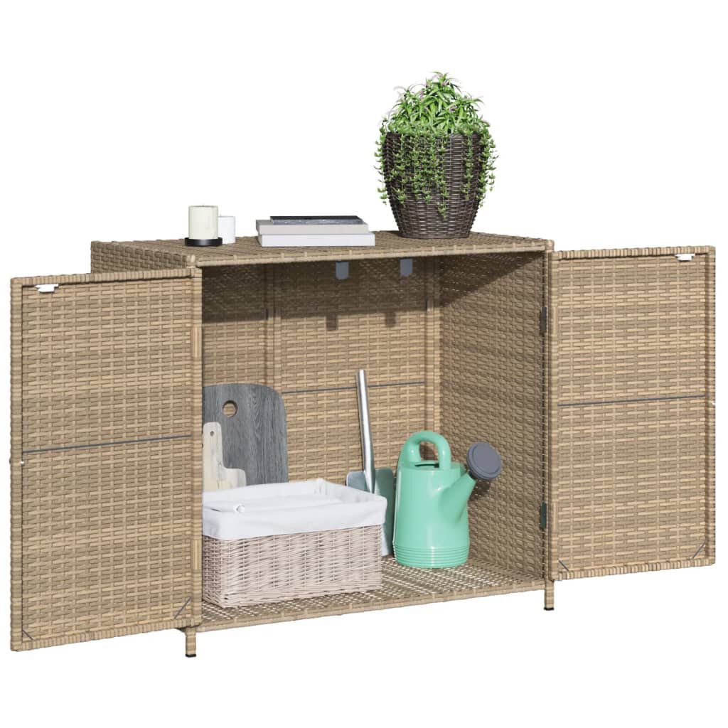 vidaXL Garden Storage Cabinet Beige 83x45x76 cm Poly Rattan