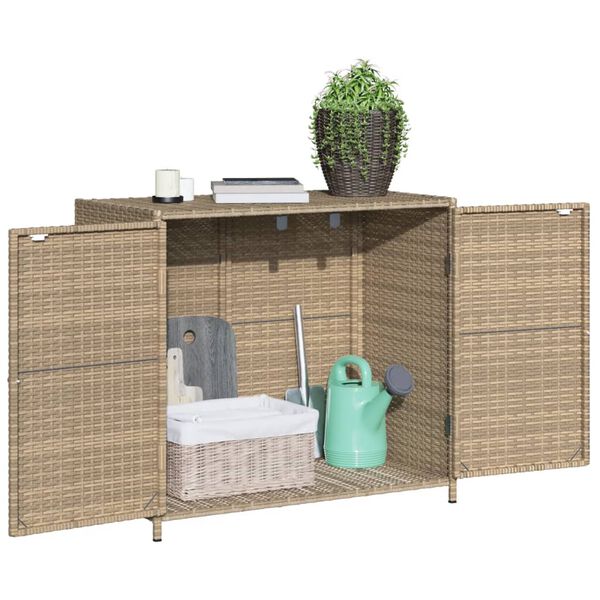 vidaXL Garden Storage Cabinet Beige 83x45x76 cm Poly Rattan