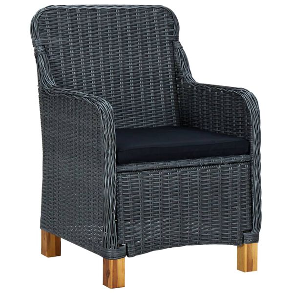 vidaXL 7 Piece Outdoor Dining Set with Cushions Poly Rattan Light Grey