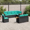 vidaXL 8 Piece Garden Sofa Set with Cushions Black Poly Rattan